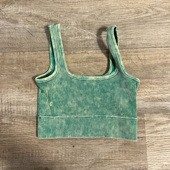 Zenana Outfitter Ribbed Square Sports Bra Green - Medium - Picture 1 of 3